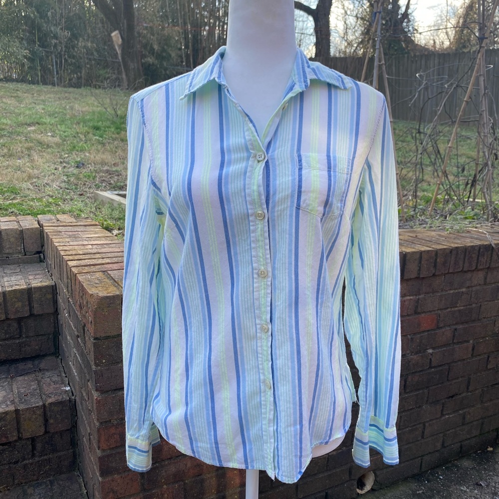 Small Gap Striped Collared Button Down Shirt